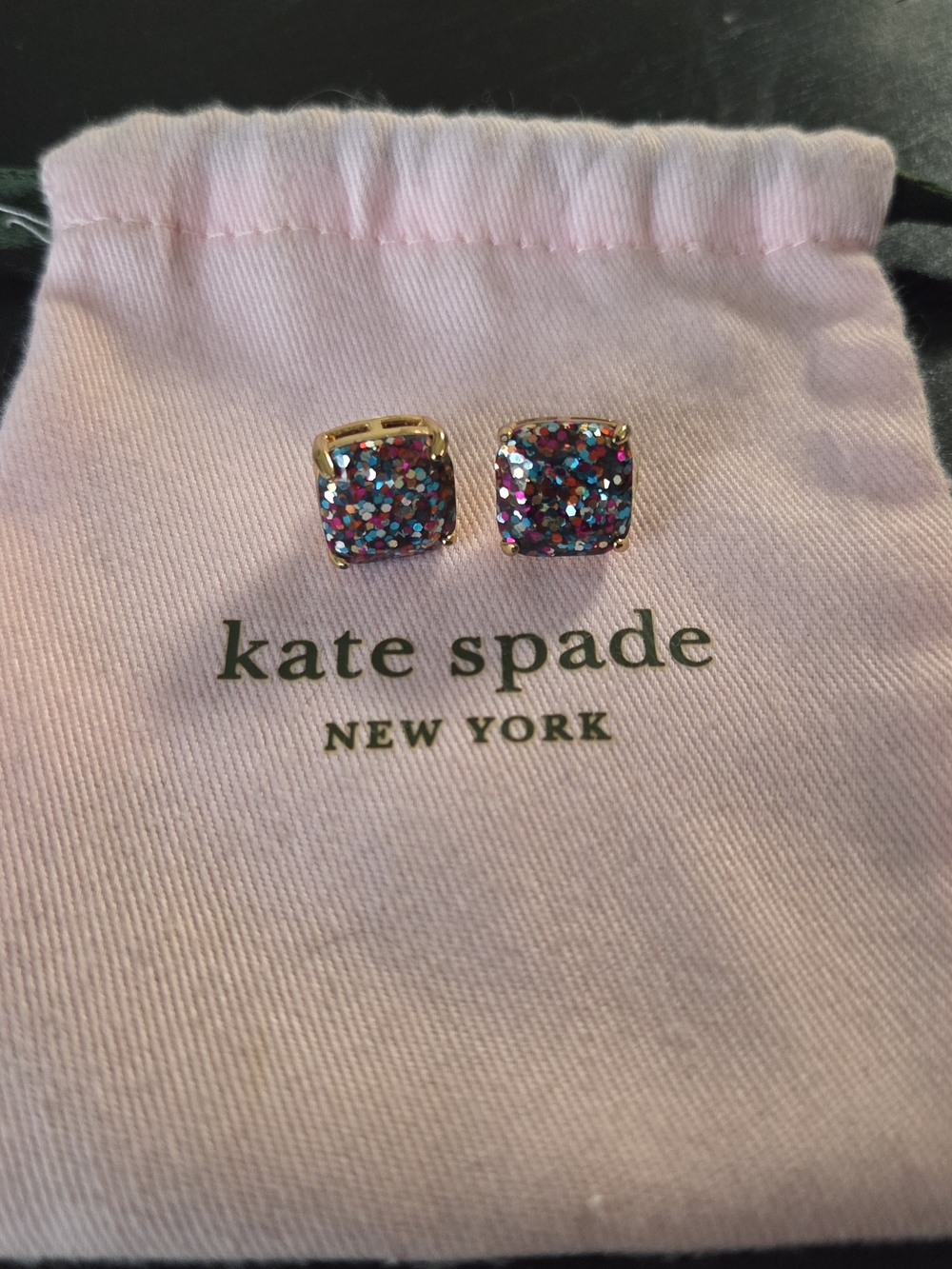 Kate Spade Confetti Glitter Square Stud Earrings - Picture 3 of 3